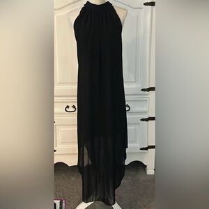 Verdusa Black High Low Halter Maxi Dress Sheer